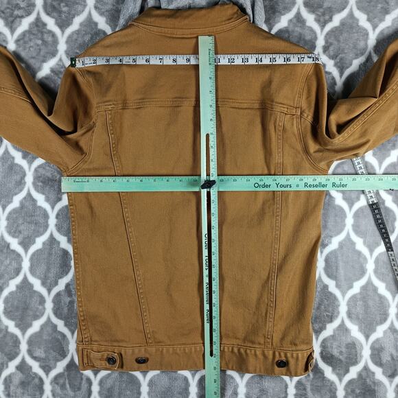 LRG Jacket Mens Medium Brown Tan Denim Hooded Button Up Lifted Research Group - Picture 4 of 11